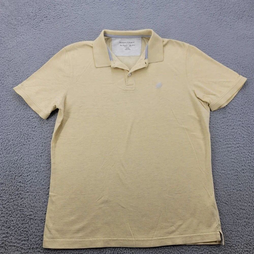 Banana Republic Shirt Mens Large Yellow Polo Golf Short‎ Sleeve Classiccore Logo